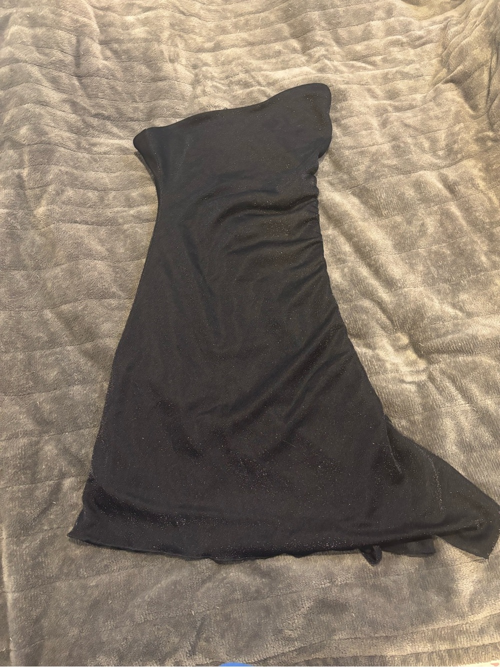 Strapless Black Glitter Evening Dress